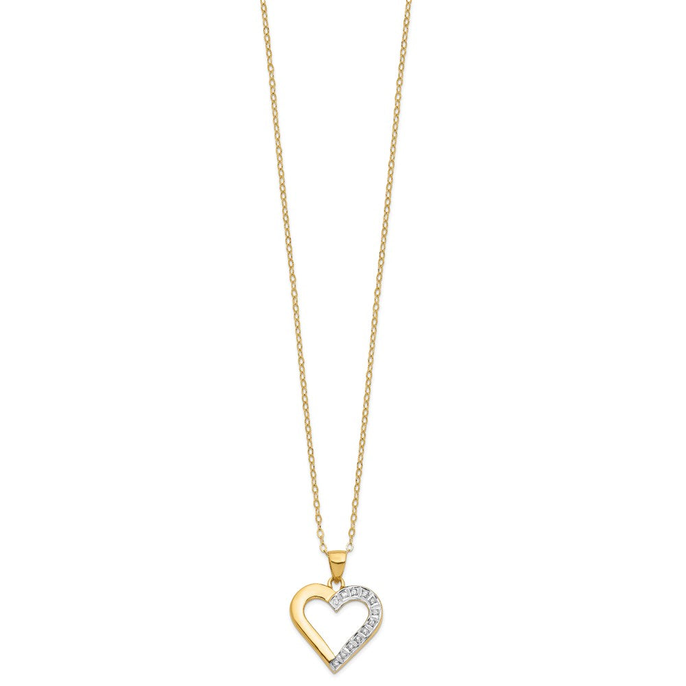 Diamond Fascination Diamond Mystique Sterling Silver 18K Gold-plated Diamond Heart 18 Inch Necklace QDF102