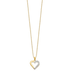 Diamond Fascination Diamond Mystique Sterling Silver 18K Gold-plated Diamond Heart 18 Inch Necklace QDF102