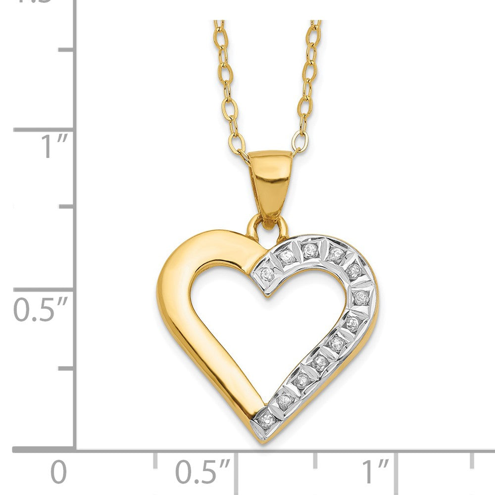 Diamond Fascination Diamond Mystique Sterling Silver 18K Gold-plated Diamond Heart 18 Inch Necklace QDF102