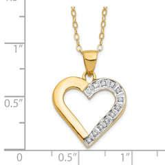 Diamond Fascination Diamond Mystique Sterling Silver 18K Gold-plated Diamond Heart 18 Inch Necklace QDF102