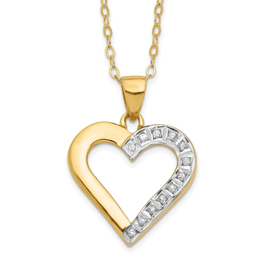 Diamond Fascination Diamond Mystique Sterling Silver 18K Gold-plated Diamond Heart 18 Inch Necklace QDF102