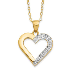 Diamond Fascination Diamond Mystique Sterling Silver 18K Gold-plated Diamond Heart 18 Inch Necklace QDF102