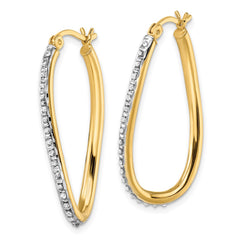 QDF109 Diamond Fascination Diamond Mystique Sterling Silver 18K Gold-plated Diamond Oval Twist Hoop Earrings