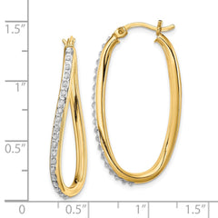 QDF109 Diamond Fascination Diamond Mystique Sterling Silver 18K Gold-plated Diamond Oval Twist Hoop Earrings