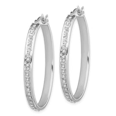 QDF110 Diamond Fascination Diamond Mystique Sterling Silver Platinum-plated Diamond Oval Hoop Earrings
