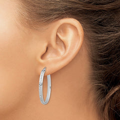 QDF110 Diamond Fascination Diamond Mystique Sterling Silver Platinum-plated Diamond Oval Hoop Earrings