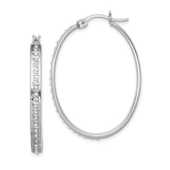 QDF110 Diamond Fascination Diamond Mystique Sterling Silver Platinum-plated Diamond Oval Hoop Earrings