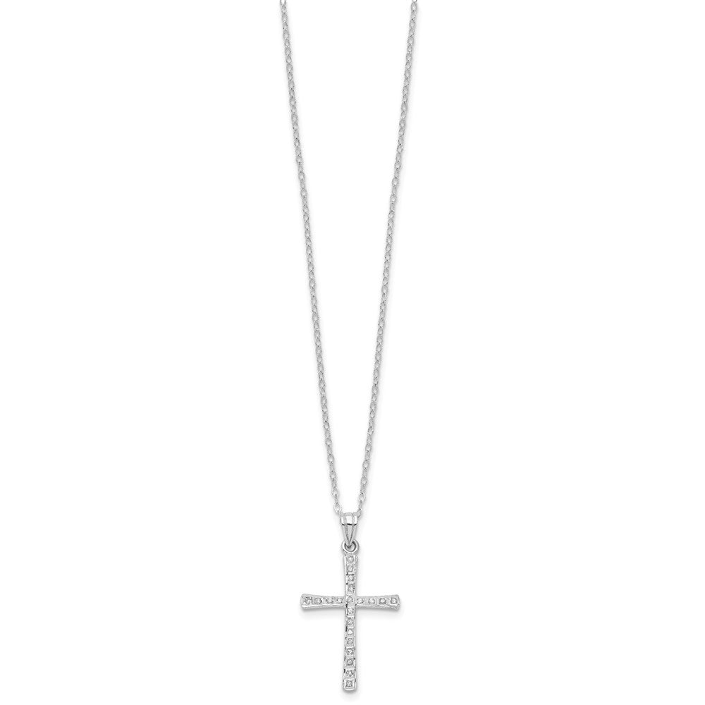 Diamond Fascination Diamond Mystique Sterling Silver Platinum-plated Diamond Cross 18 Inch Necklace QDF112
