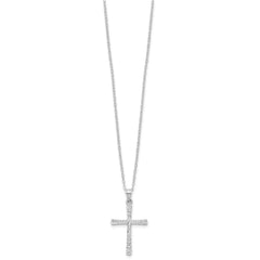 Diamond Fascination Diamond Mystique Sterling Silver Platinum-plated Diamond Cross 18 Inch Necklace QDF112