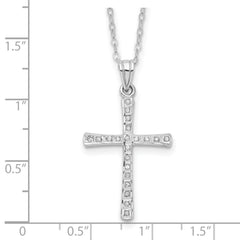 Diamond Fascination Diamond Mystique Sterling Silver Platinum-plated Diamond Cross 18 Inch Necklace QDF112