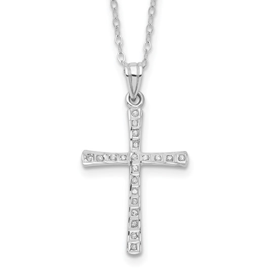 Diamond Fascination Diamond Mystique Sterling Silver Platinum-plated Diamond Cross 18 Inch Necklace QDF112