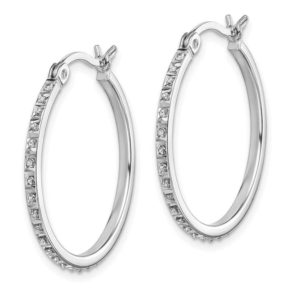 QDF117 Diamond Fascination Diamond Mystique Sterling Silver Platinum-plated Diamond Round Hoop Earrings