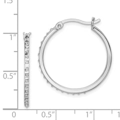 QDF117 Diamond Fascination Diamond Mystique Sterling Silver Platinum-plated Diamond Round Hoop Earrings