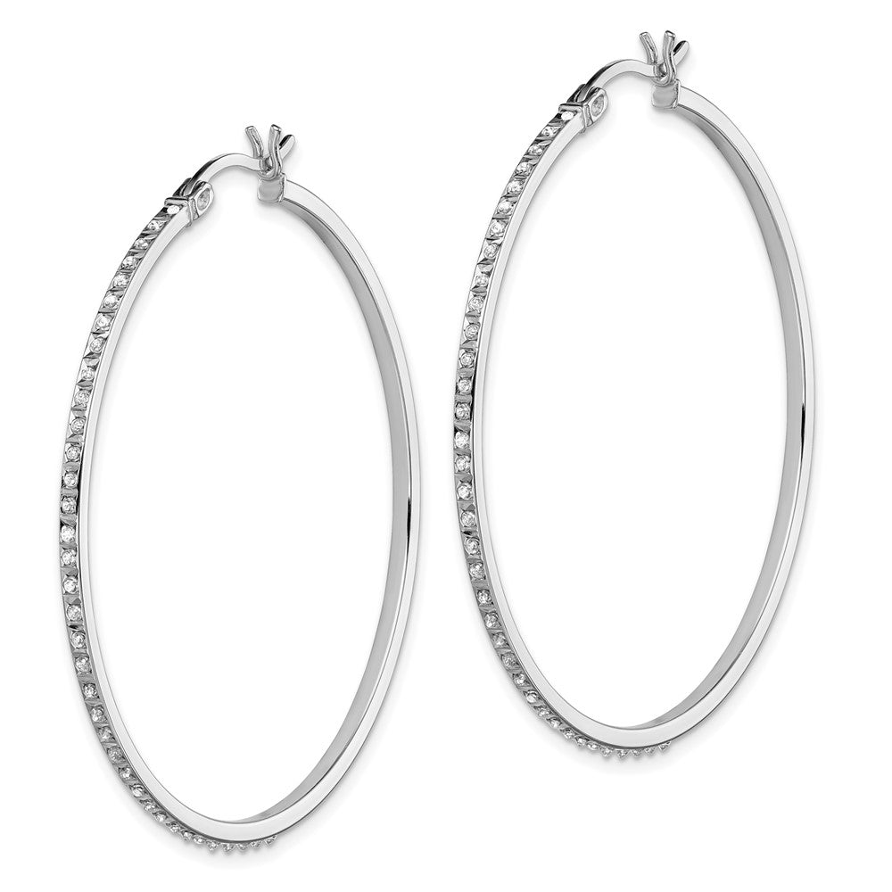 QDF121 Diamond Fascination Diamond Mystique Sterling Silver Platinum-plated Diamond Round Hoop Earrings