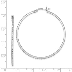 QDF121 Diamond Fascination Diamond Mystique Sterling Silver Platinum-plated Diamond Round Hoop Earrings