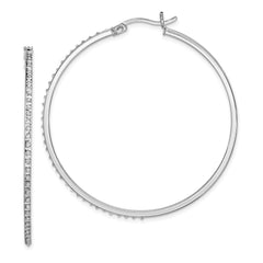 QDF121 Diamond Fascination Diamond Mystique Sterling Silver Platinum-plated Diamond Round Hoop Earrings