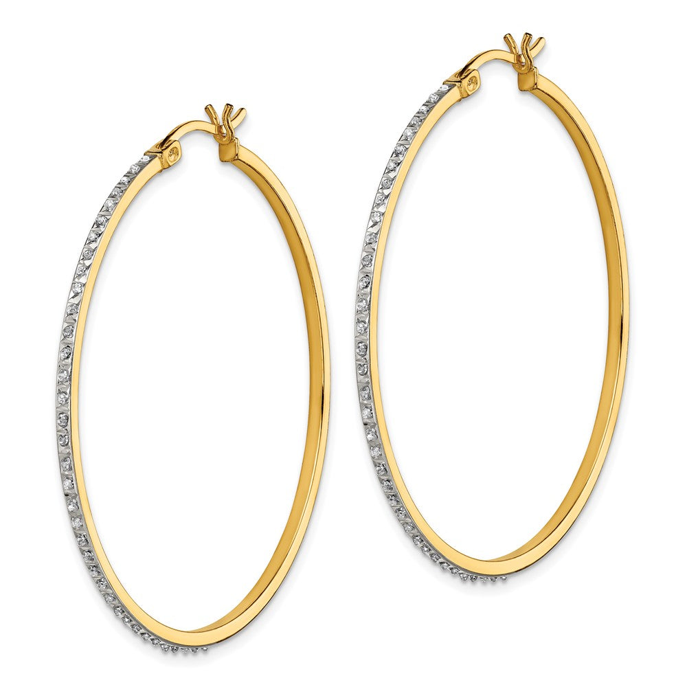 QDF122 Diamond Fascination Diamond Mystique Sterling Silver 18K Gold-plated Diamond Round Hoop Earrings
