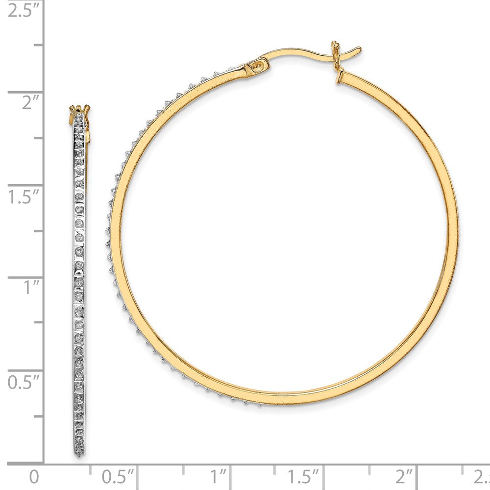 QDF122 Diamond Fascination Diamond Mystique Sterling Silver 18K Gold-plated Diamond Round Hoop Earrings