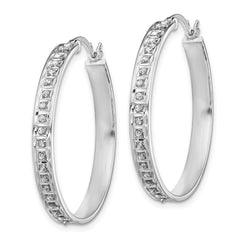 QDF123 Diamond Fascination Diamond Mystique Sterling Silver Platinum-plated Diamond Round Hoop Earrings