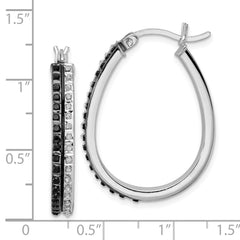 QDF143 Diamond Fascination Diamond Mystique Sterling Silver Platinum-plated Diamond Black and White Diamond Hoop Earrings