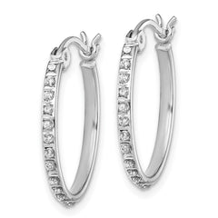 QDF155 Diamond Fascination Diamond Mystique Sterling Silver Platinum-plated Diamond Round Hoop Earrings