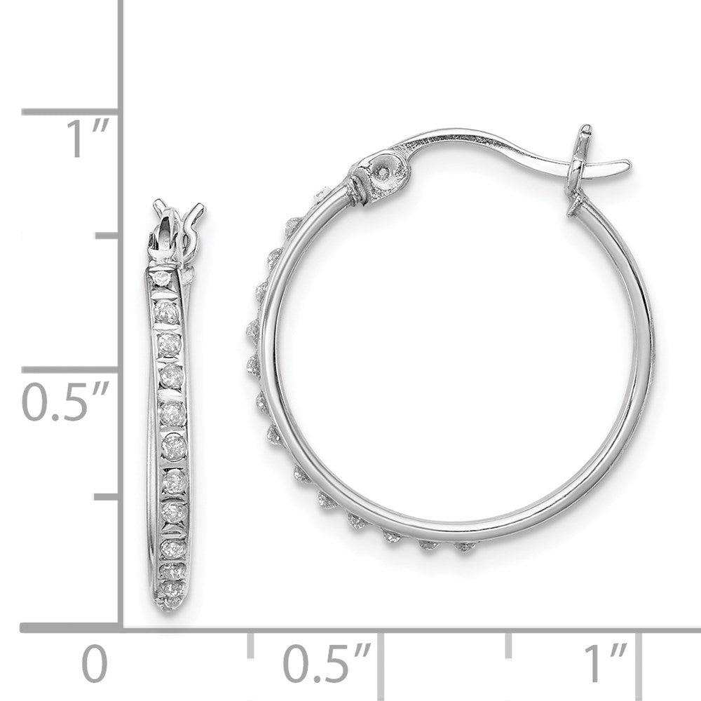 QDF155 Diamond Fascination Diamond Mystique Sterling Silver Platinum-plated Diamond Round Hoop Earrings