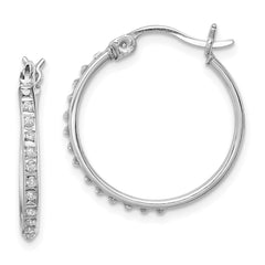 QDF155 Diamond Fascination Diamond Mystique Sterling Silver Platinum-plated Diamond Round Hoop Earrings