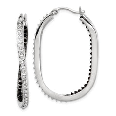 QDF163 Diamond Fascination Diamond Mystique Sterling Silver Platinum-plated Diamond Black and White Diamond In and Out Hoop Earring