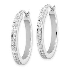 QDF190 Diamond Fascination Diamond Mystique Sterling Silver Platinum-plated Diamond Hoop Earrings