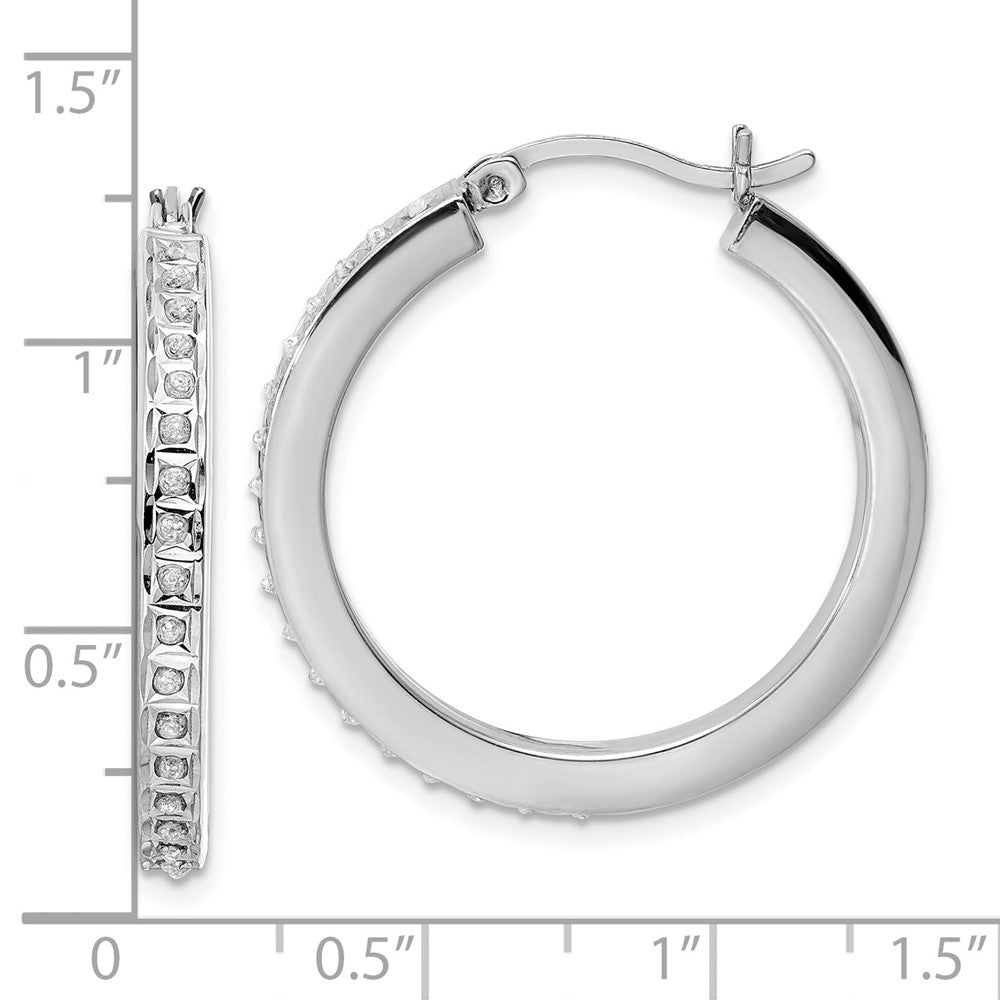 QDF190 Diamond Fascination Diamond Mystique Sterling Silver Platinum-plated Diamond Hoop Earrings
