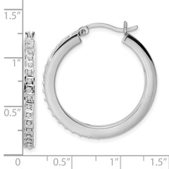 QDF190 Diamond Fascination Diamond Mystique Sterling Silver Platinum-plated Diamond Hoop Earrings