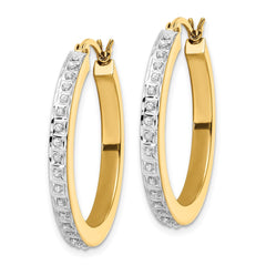 QDF191 Diamond Fascination Diamond Mystique Sterling Silver 18K Gold-plated Diamond Hoop Earrings