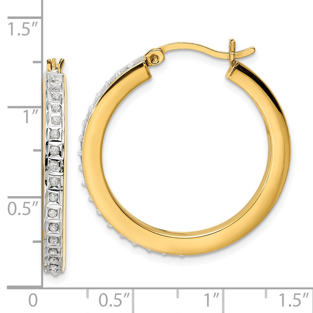 QDF191 Diamond Fascination Diamond Mystique Sterling Silver 18K Gold-plated Diamond Hoop Earrings