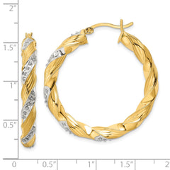 QDF194 Diamond Fascination Diamond Mystique Sterling Silver 18K Gold-plated Diamond Twisted Hoop Earrings