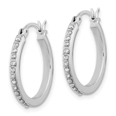 QDF208 Sterling Silver Platinum-plated Diamond Mystique Hoop Earrings