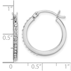 QDF208 Sterling Silver Platinum-plated Diamond Mystique Hoop Earrings