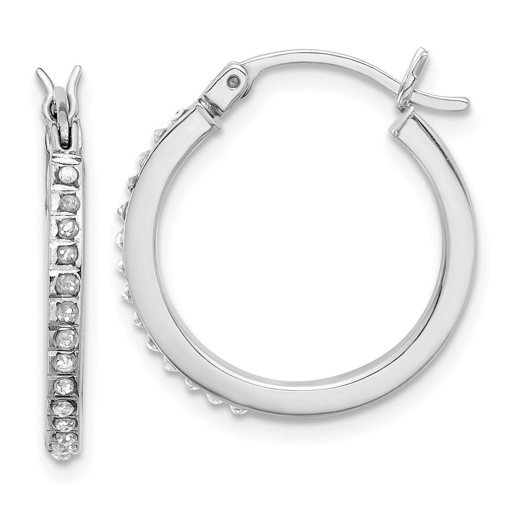 QDF208 Sterling Silver Platinum-plated Diamond Mystique Hoop Earrings