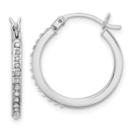 QDF208 Sterling Silver Platinum-plated Diamond Mystique Hoop Earrings
