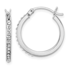 QDF208 Sterling Silver Platinum-plated Diamond Mystique Hoop Earrings
