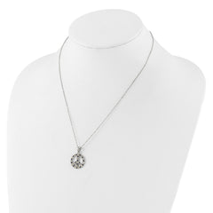 SS Platinum-plated Diamond Mystique Black and White Peace Sign Necklace QDF209