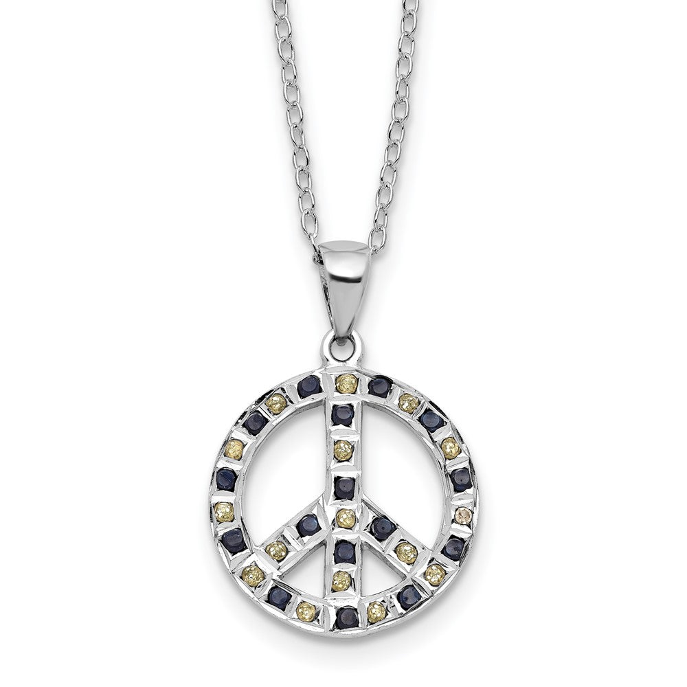 SS Platinum-plated Diamond Mystique Black and White Peace Sign Necklace QDF209