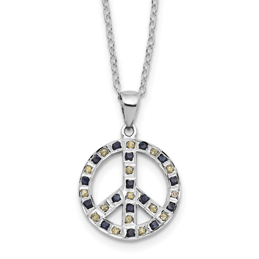 SS Platinum-plated Diamond Mystique Black and White Peace Sign Necklace QDF209