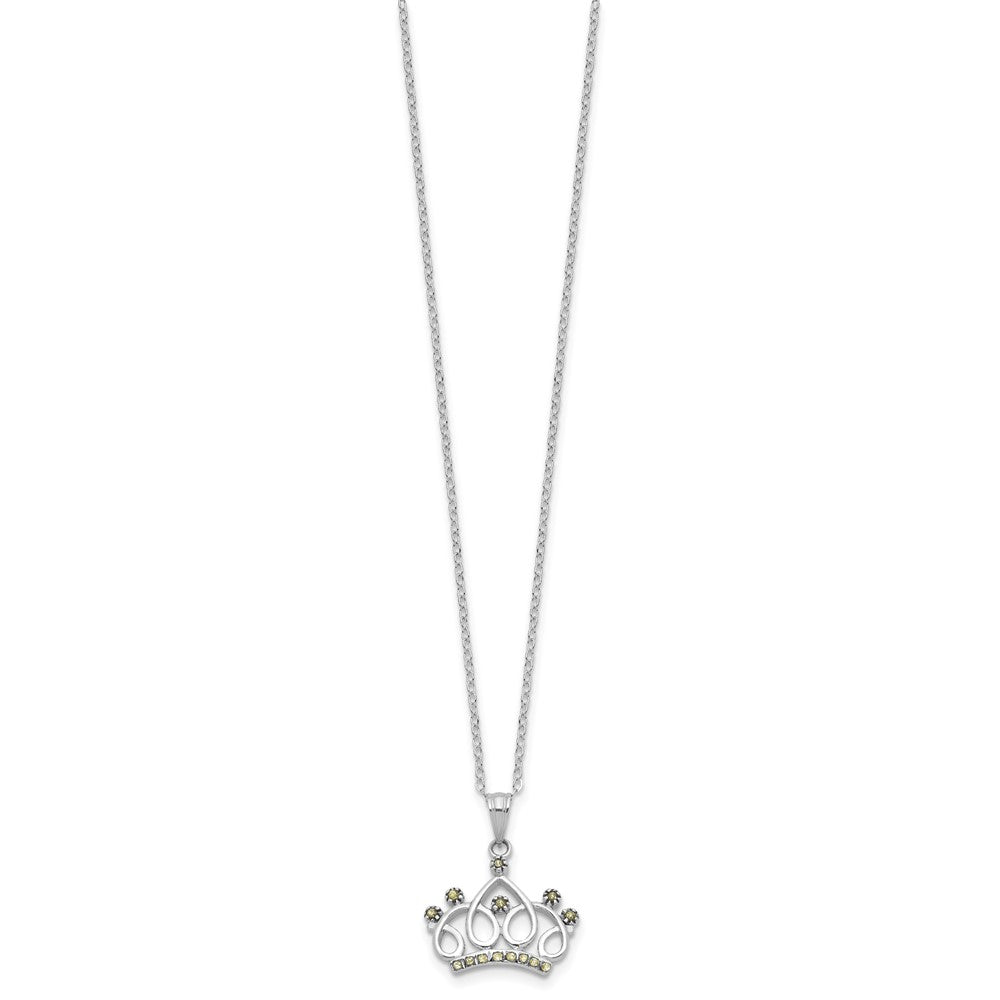 Sterling Silver Platinum-plated Diamond Mystique Crown Necklace QDF210