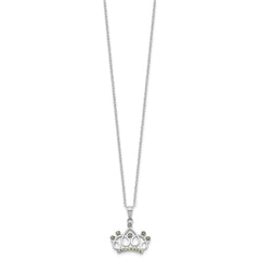 Sterling Silver Platinum-plated Diamond Mystique Crown Necklace QDF210