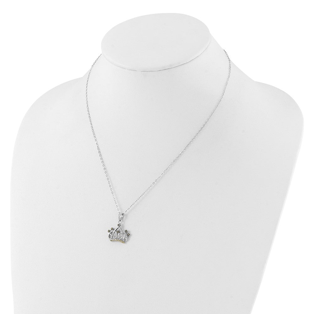 Sterling Silver Platinum-plated Diamond Mystique Crown Necklace QDF210