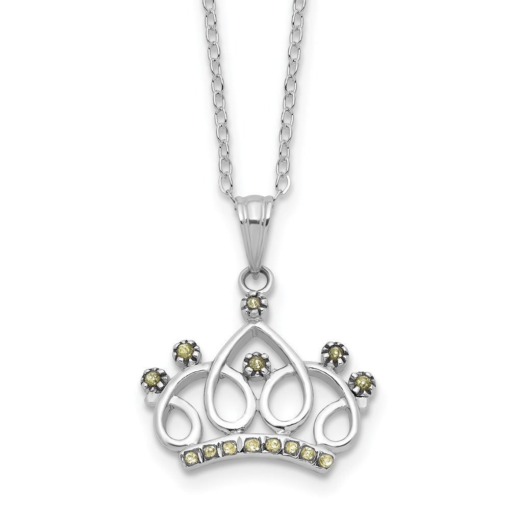 Sterling Silver Platinum-plated Diamond Mystique Crown Necklace QDF210