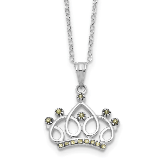 Sterling Silver Platinum-plated Diamond Mystique Crown Necklace QDF210
