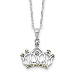 Sterling Silver Platinum-plated Diamond Mystique Crown Necklace QDF210
