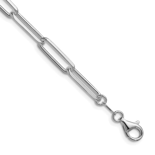 Sterling Silver Rhodium-plated 5.5mm D/C Paperclip ChainQDPC150R