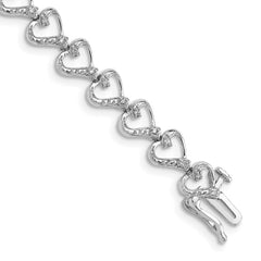 Sterling Silver Rhodium-plated Diam. Heart Bracelet QDX1018